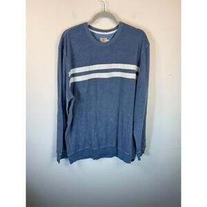 Faherty Cabana Blue Stripe‎ Terry Cloth Crewneck Sweatshirt XXL